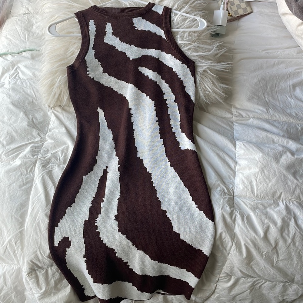 Brown Zebra Print Mini dress